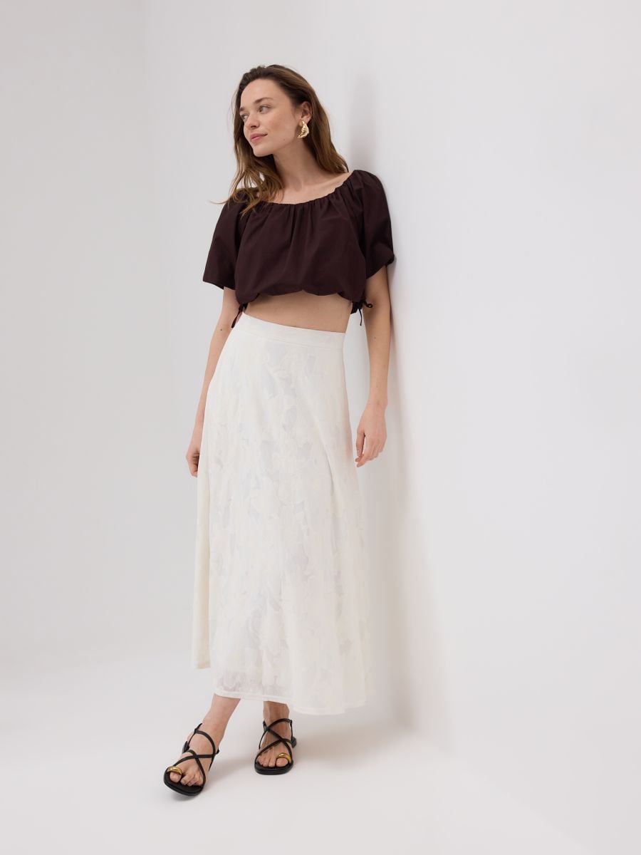 Gathered cropped blouse - brown - RESERVED - 6