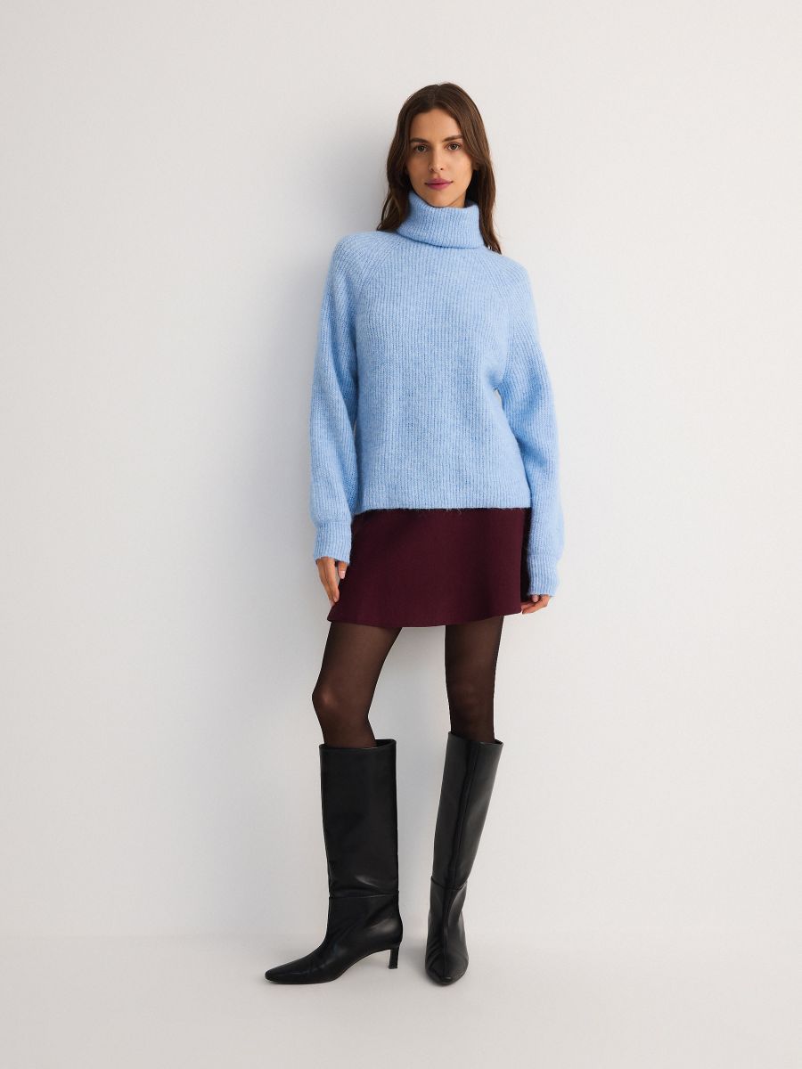 Turtleneck jumper - pale blue - RESERVED