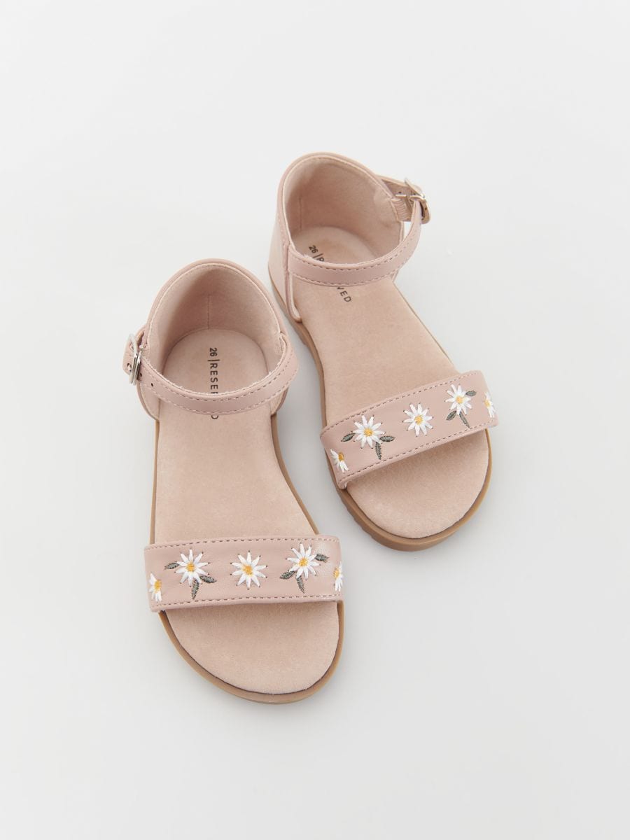 Floral embroidery sandals - dusty rose - RESERVED