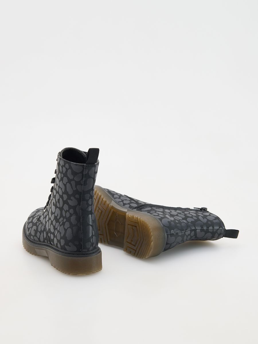 Grey animal print ankle boots hotsell