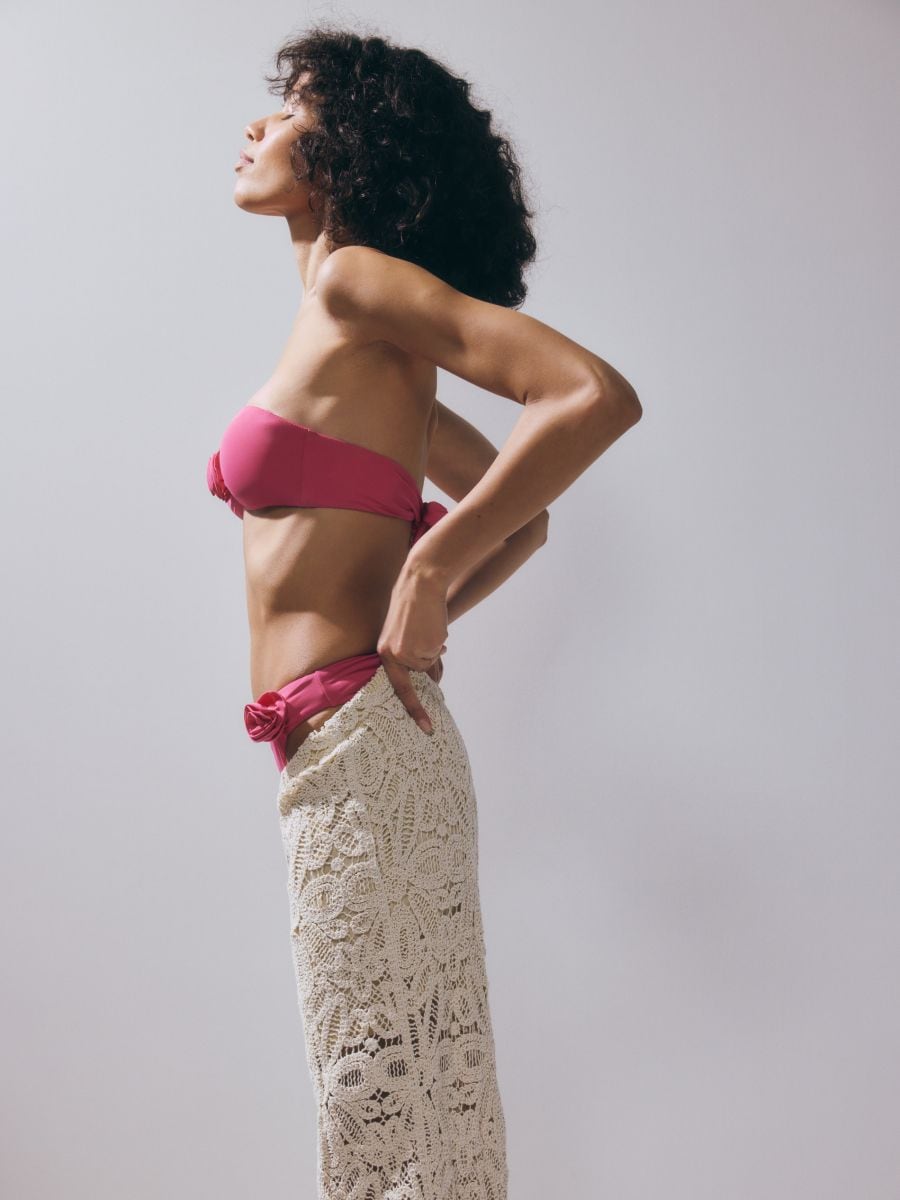 Bikini top with a rose - hot pink - RESERVED - 3