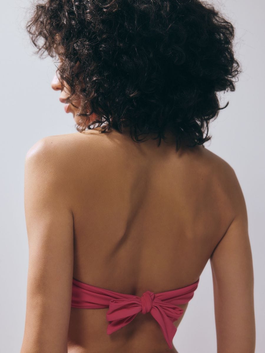Bikini top with a rose - hot pink - RESERVED - 2