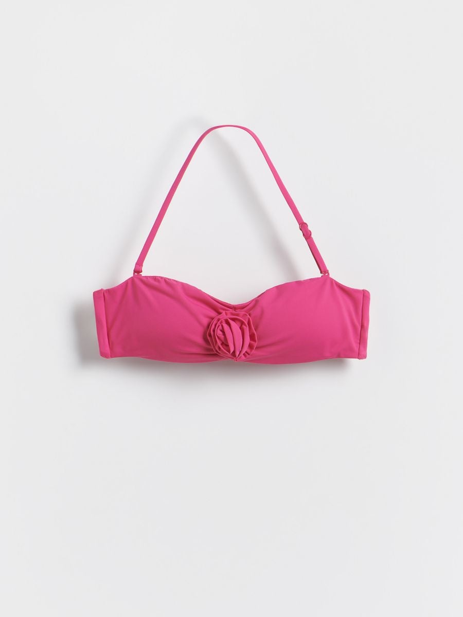 Bikini top with a rose - hot pink - RESERVED - 6