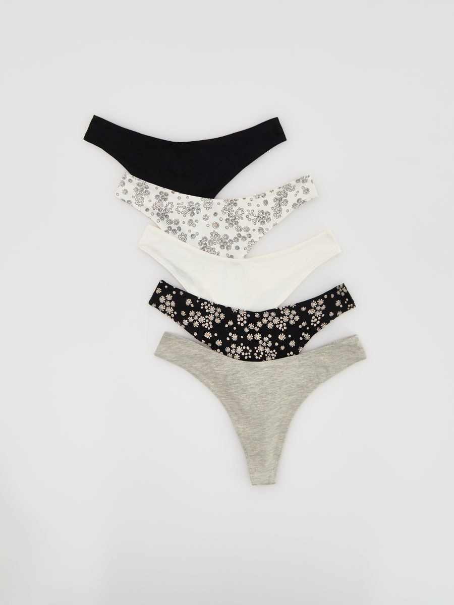 Cotton rich thongs 5 pack - black - RESERVED