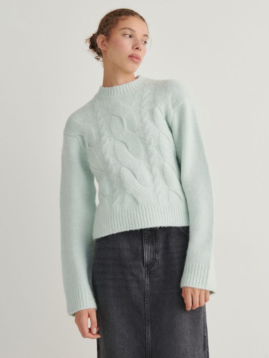 Maglione con trecce - verde pallido - RESERVED - 4