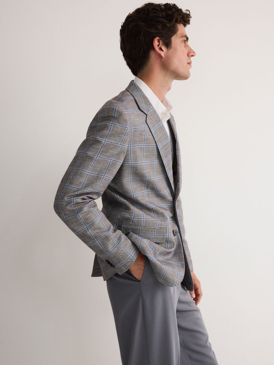 Regular fit blazer with linen blend - brown - RESERVED - 3