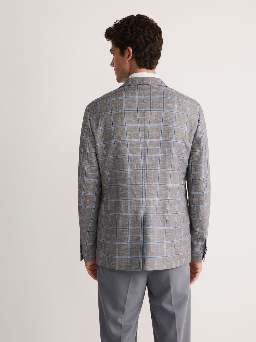 Regular fit blazer with linen blend - brown - RESERVED - 4