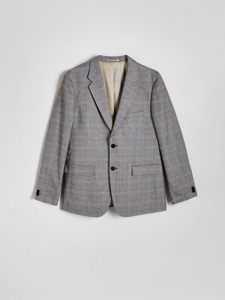 Regular fit blazer with linen blend - brown - RESERVED