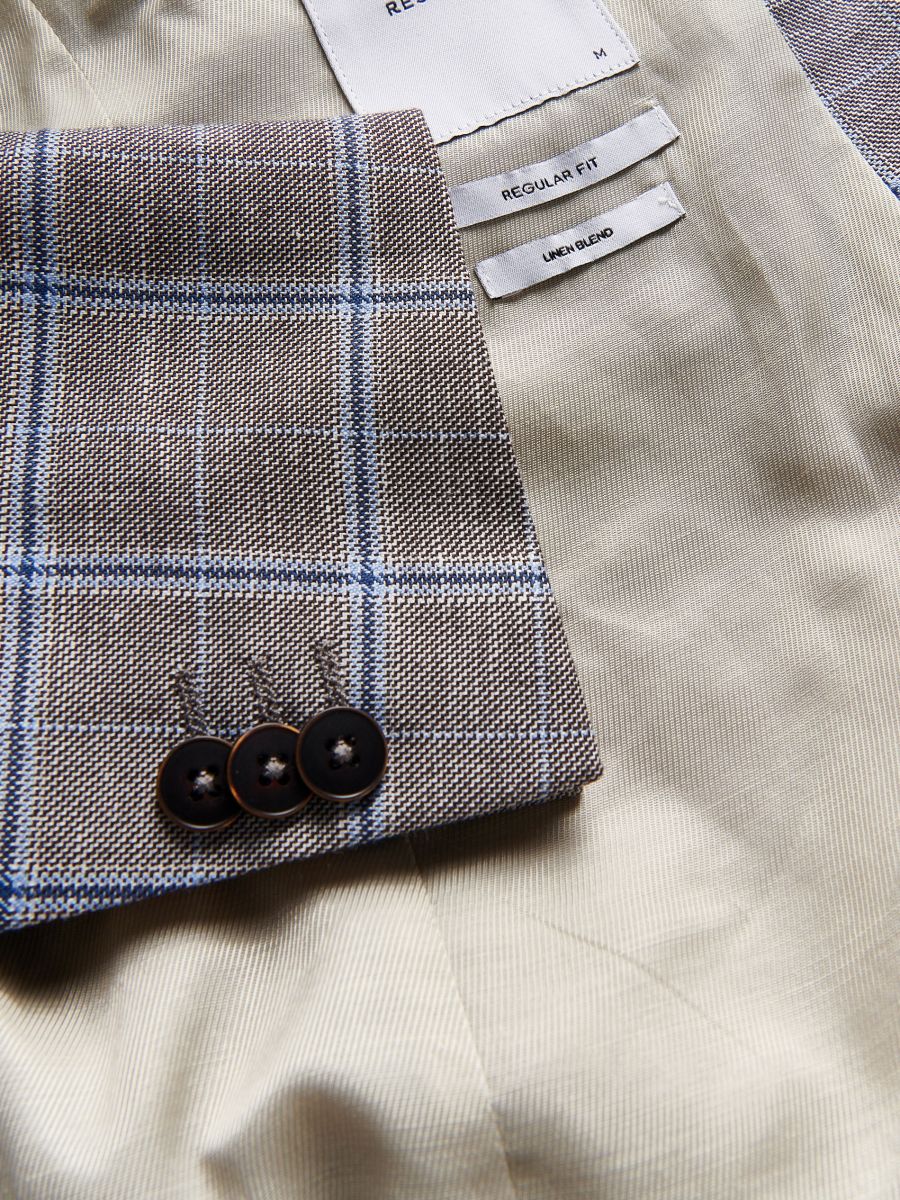 Regular fit blazer with linen blend - brown - RESERVED - 6
