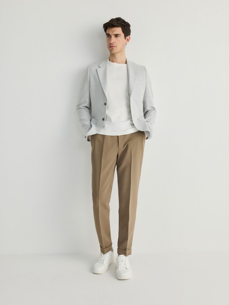 Slim fit blazer with viscose blend - light grey - RESERVED - 2