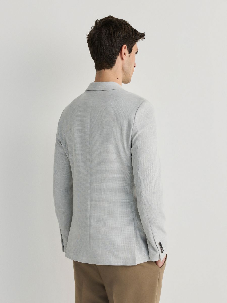 Slim fit blazer with viscose blend - light grey - RESERVED - 3