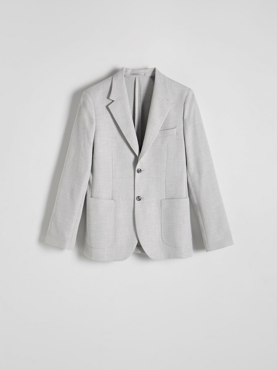 Slim fit blazer with viscose blend - light grey - RESERVED - 5