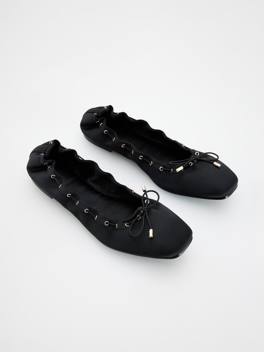 Ballerinas with decorative lacing - black - RESERVED - 2