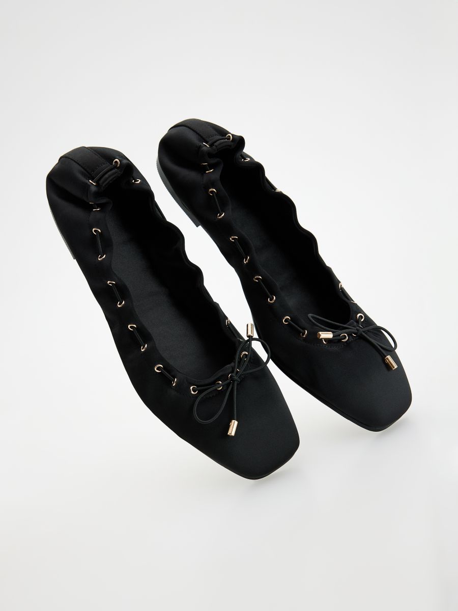 Ballerinas with decorative lacing - black - RESERVED - 3