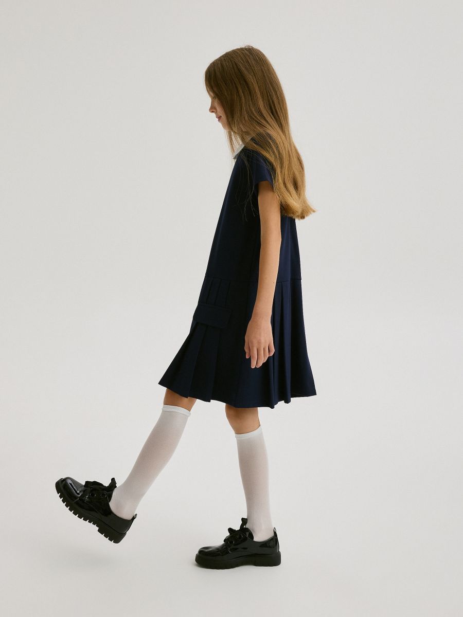 Kleid mit Plisseerock - marineblau  - RESERVED - 4