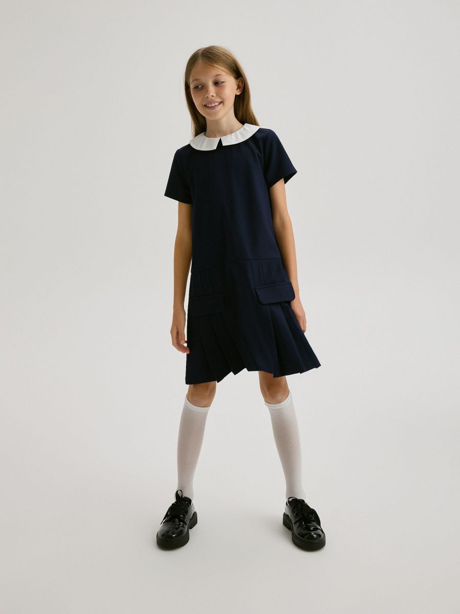 Kleid mit Plisseerock - marineblau  - RESERVED - 5