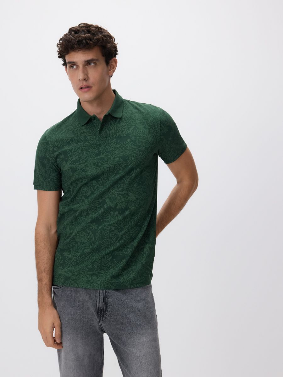 Polo shirt with Christmas pattern - teal green - RESERVED