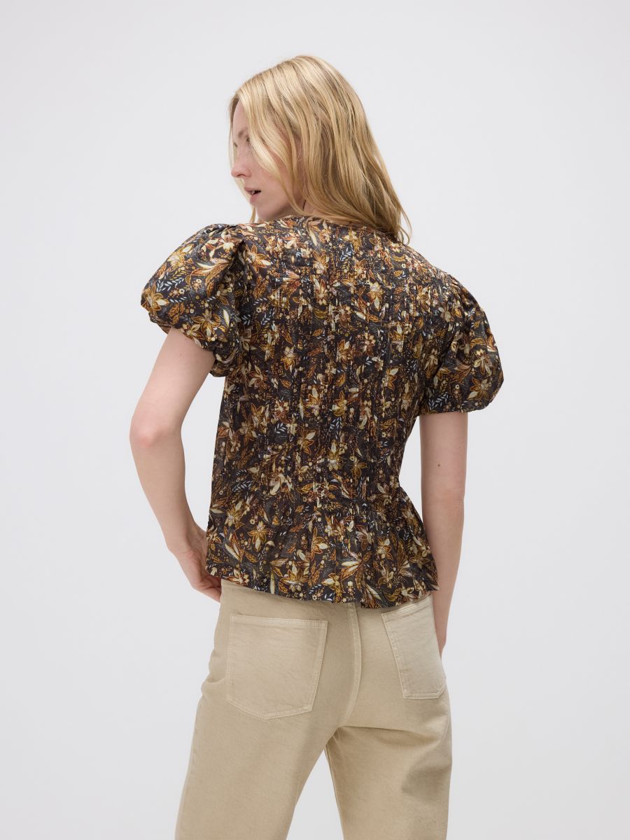 Blouse with puff sleeves - multicolor - RESERVED - 6