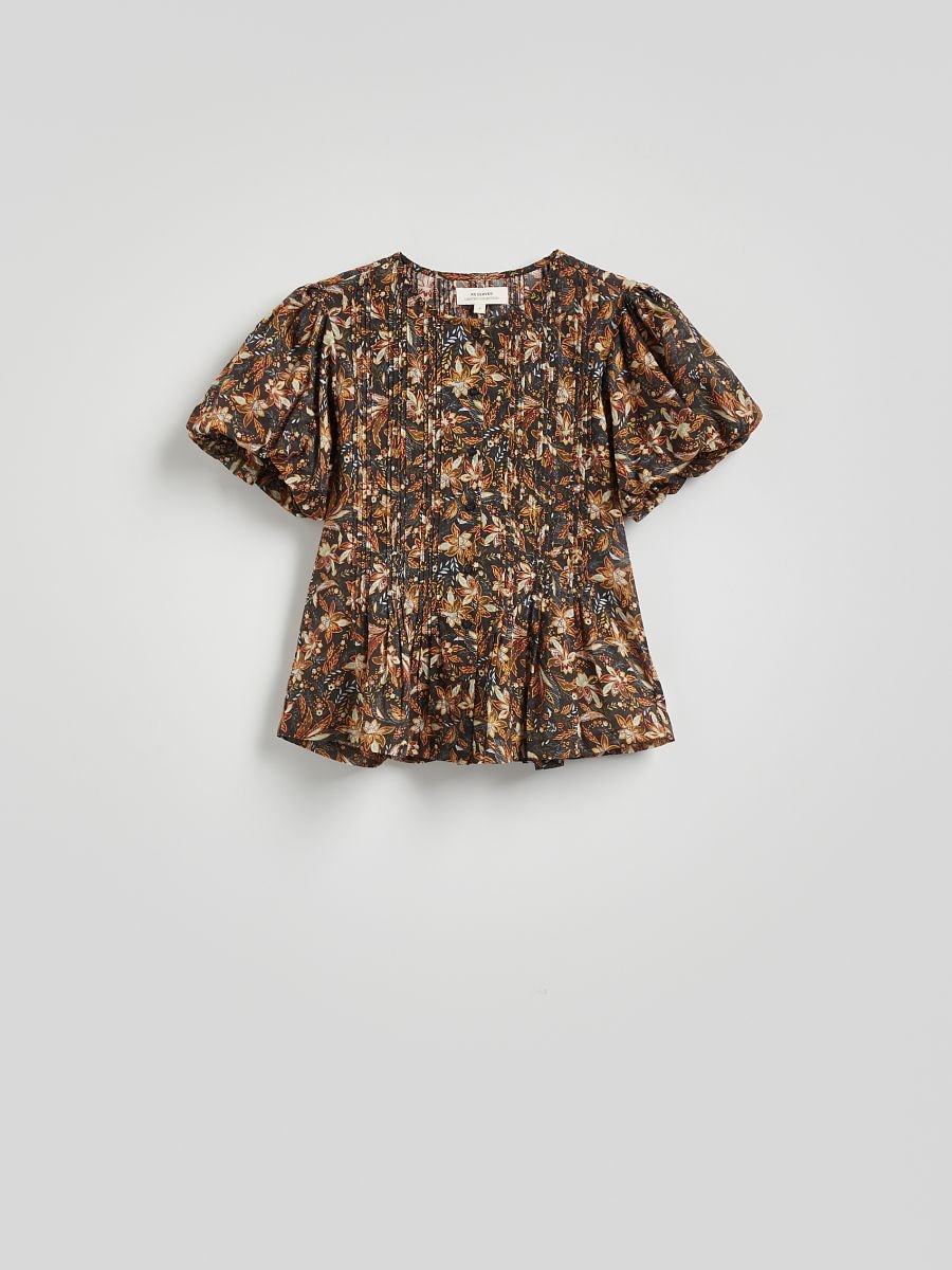 Blouse with puff sleeves - multicolor - RESERVED - 5