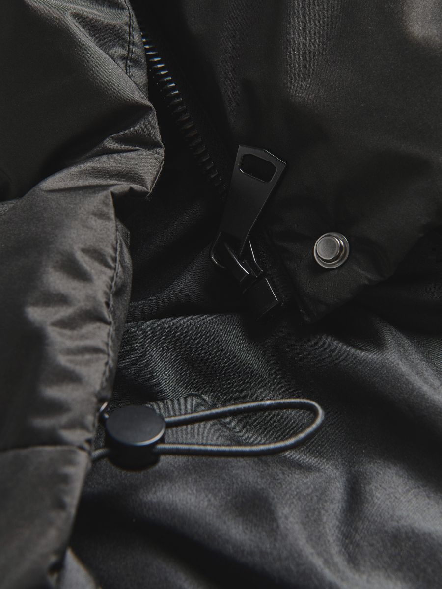 Cropped jacket with hood - black - RESERVED - 6