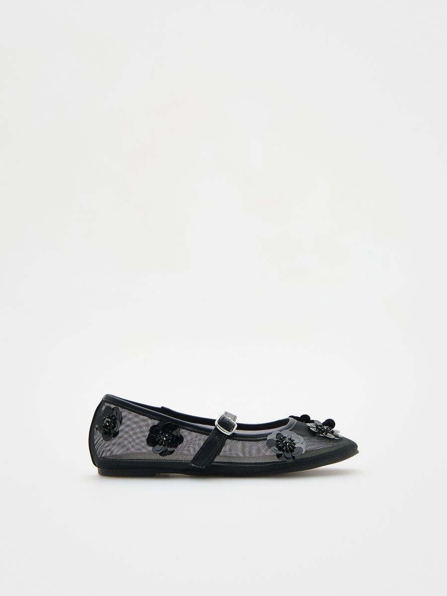 Ballerinas with flower detailing - black - RESERVED - 3