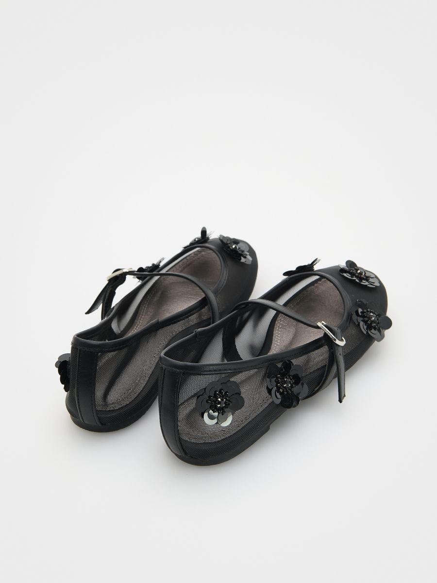 Ballerinas with flower detailing - black - RESERVED - 4