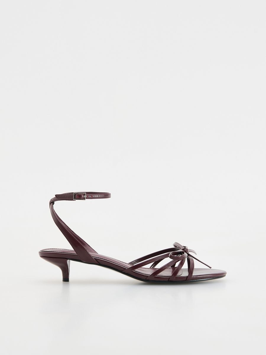 Heeled sandals with bows - maroon - RESERVED - 3