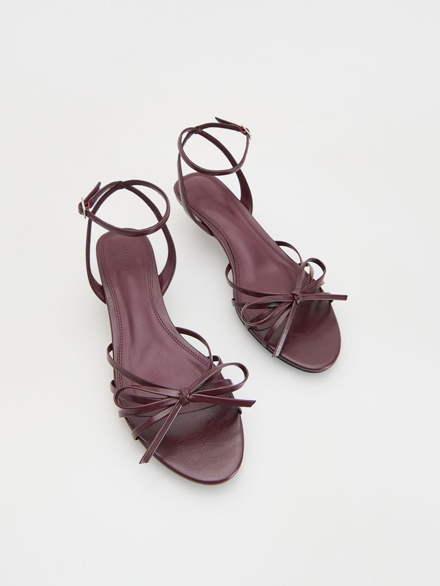 Heeled sandals with bows - maroon - RESERVED - 4