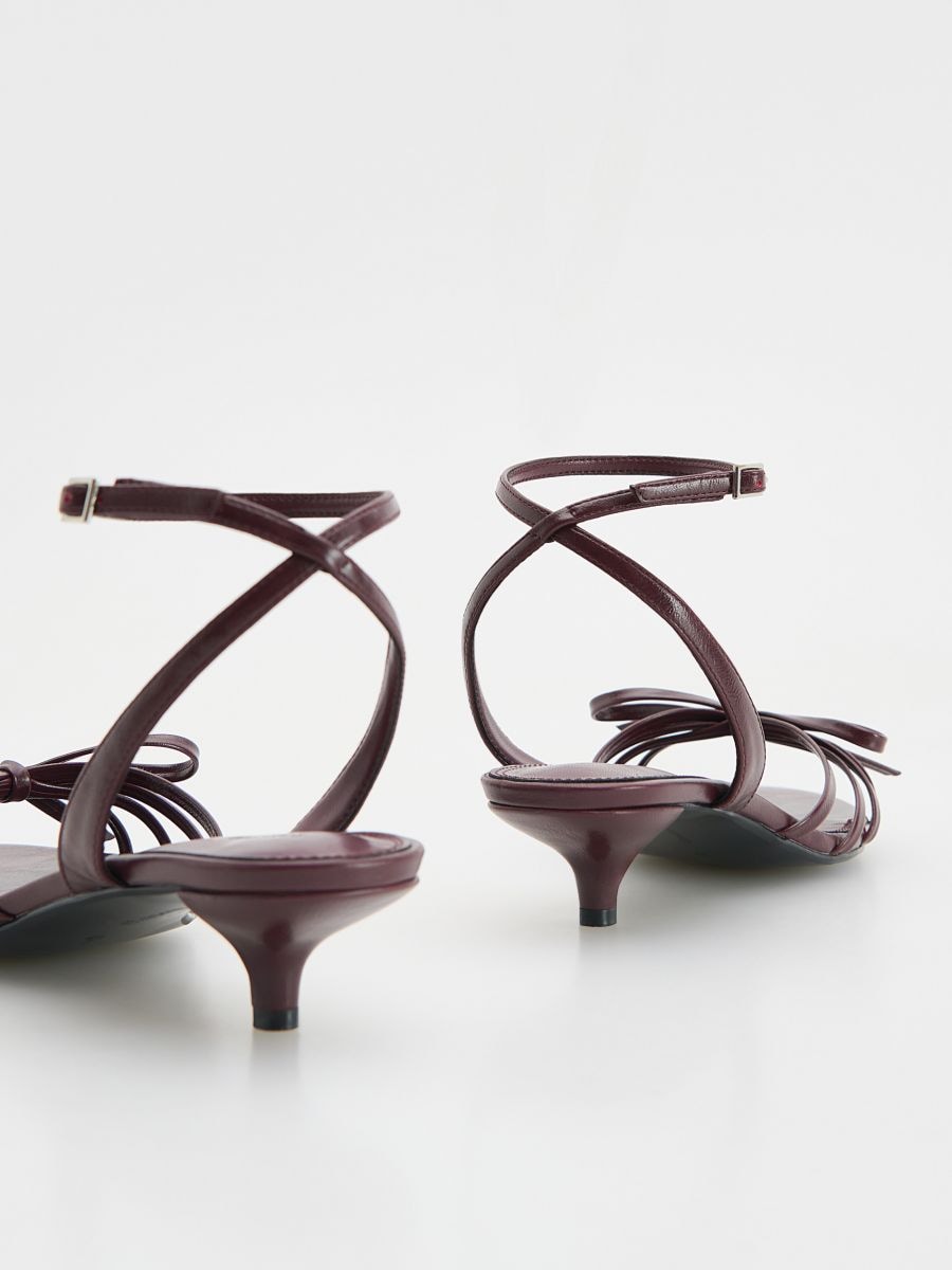 Heeled sandals with bows - maroon - RESERVED - 3
