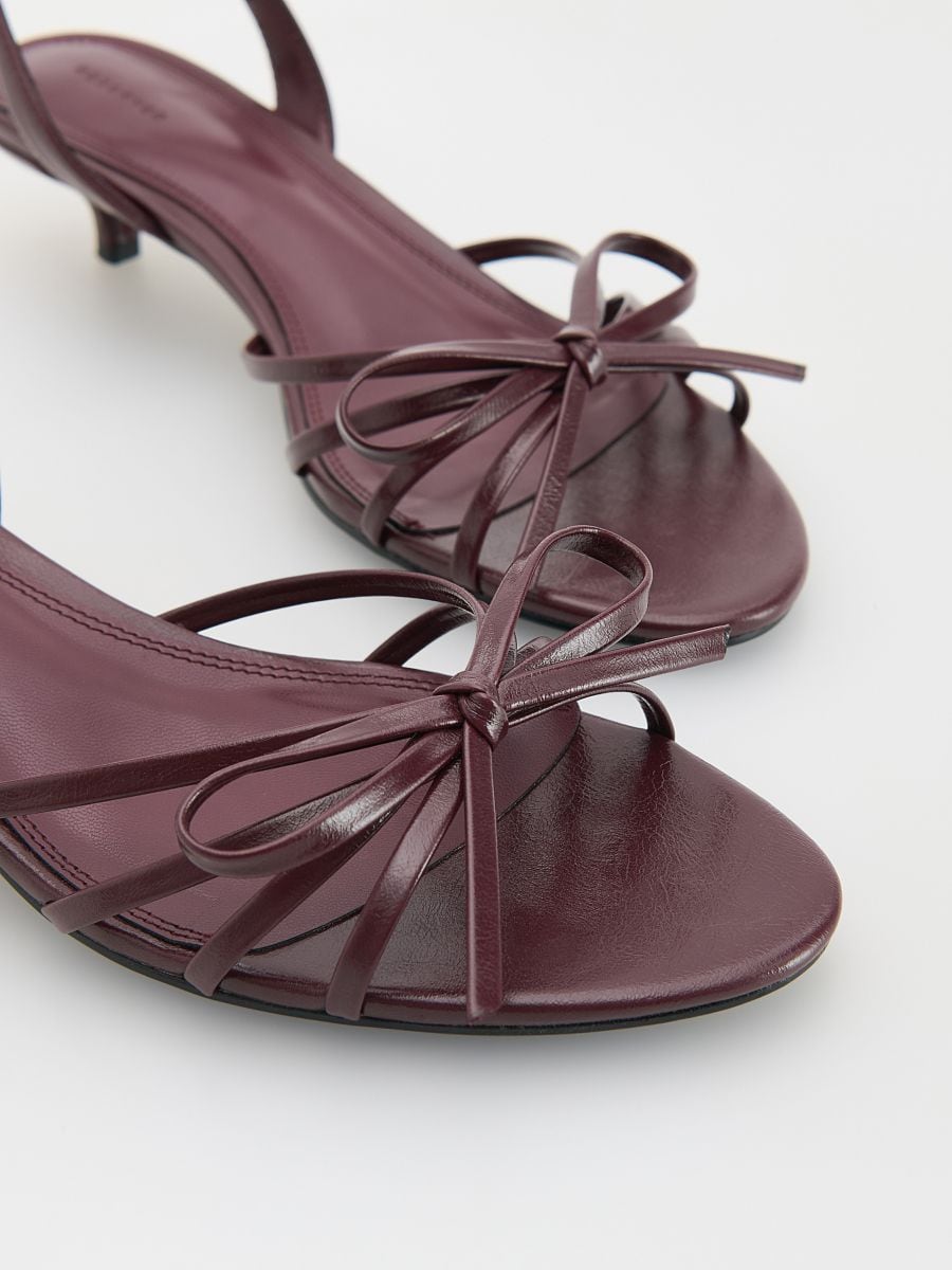 Heeled sandals with bows - maroon - RESERVED - 6