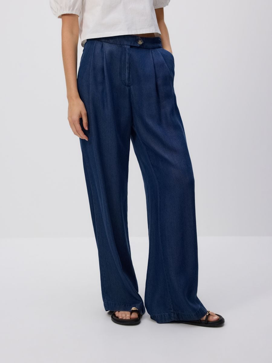 Wide leg lyocell jeans - navy - RESERVED