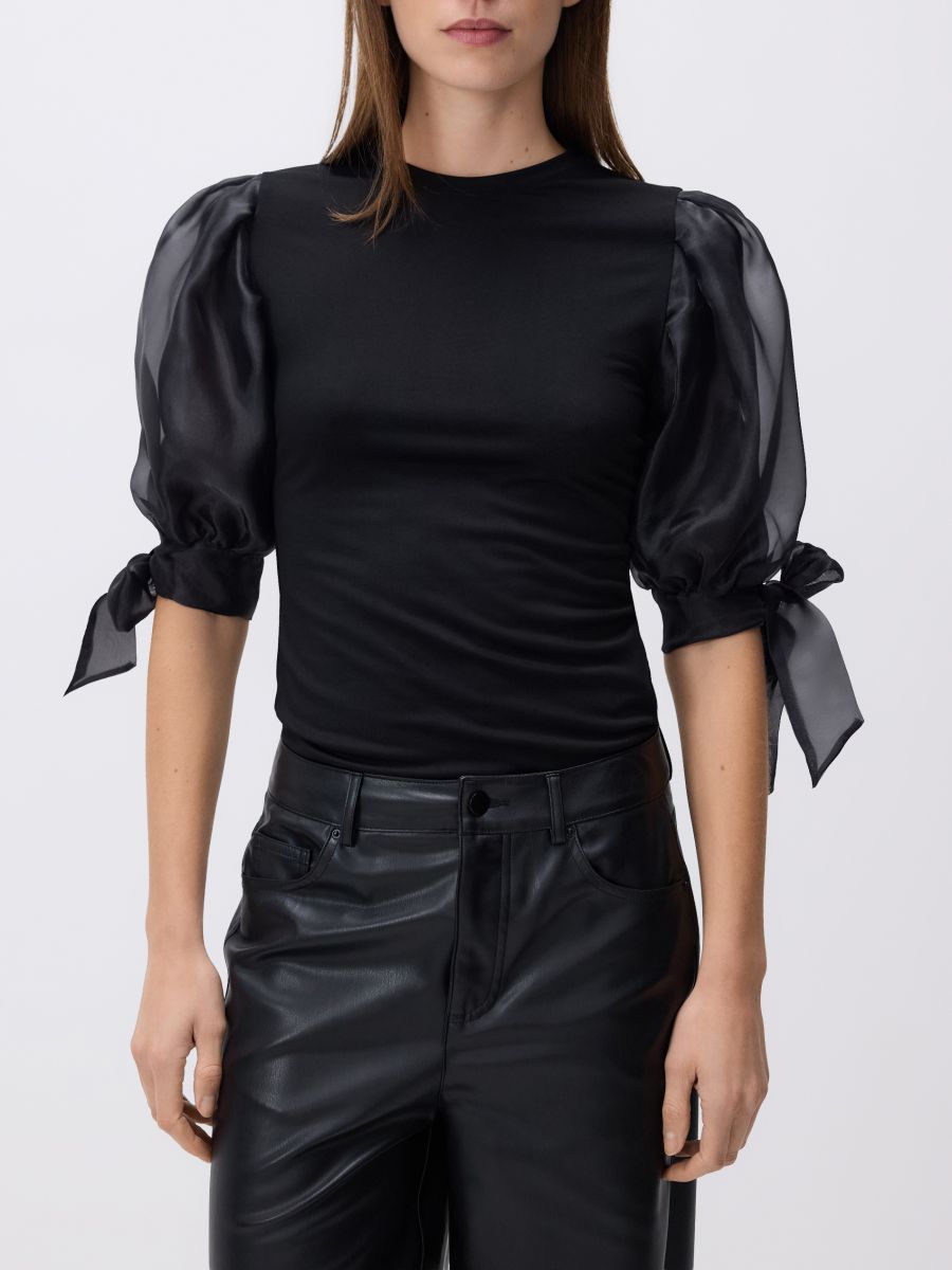 Modál tartalmú blúz - fekete - RESERVED