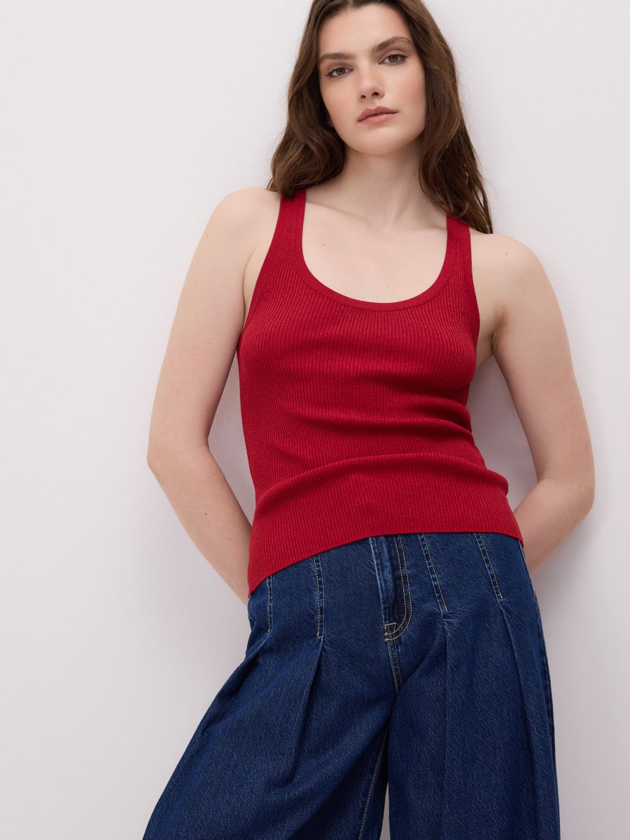 Top with metallic thread - red - RESERVED - 4
