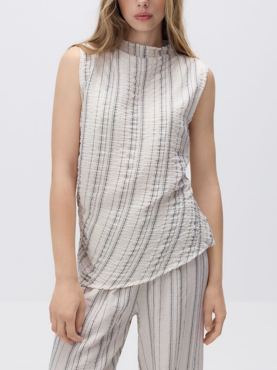 Asymmetric viscose top - beige - RESERVED - 3