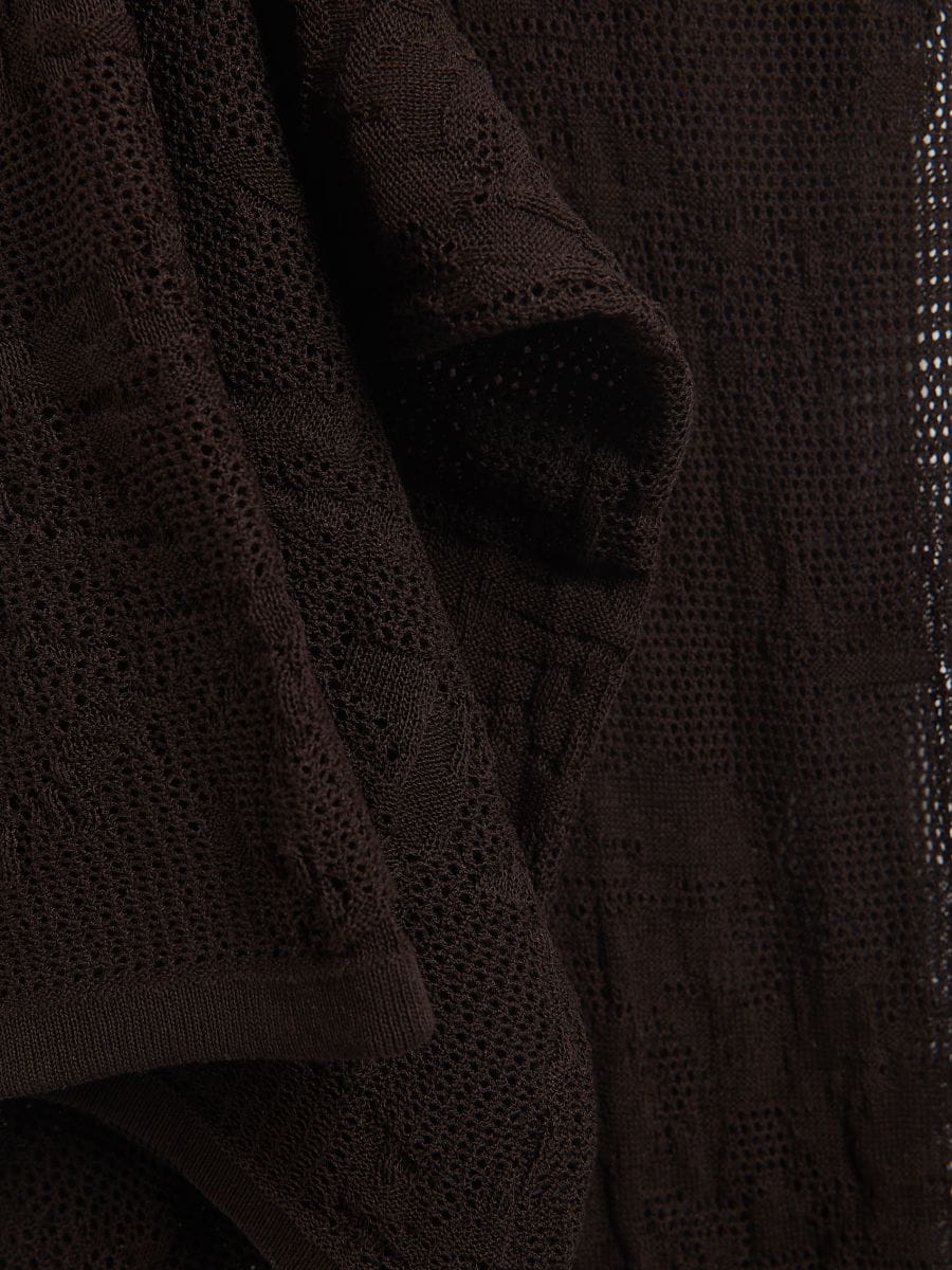 Viscose dress with frills - dark brown - RESERVED - 2