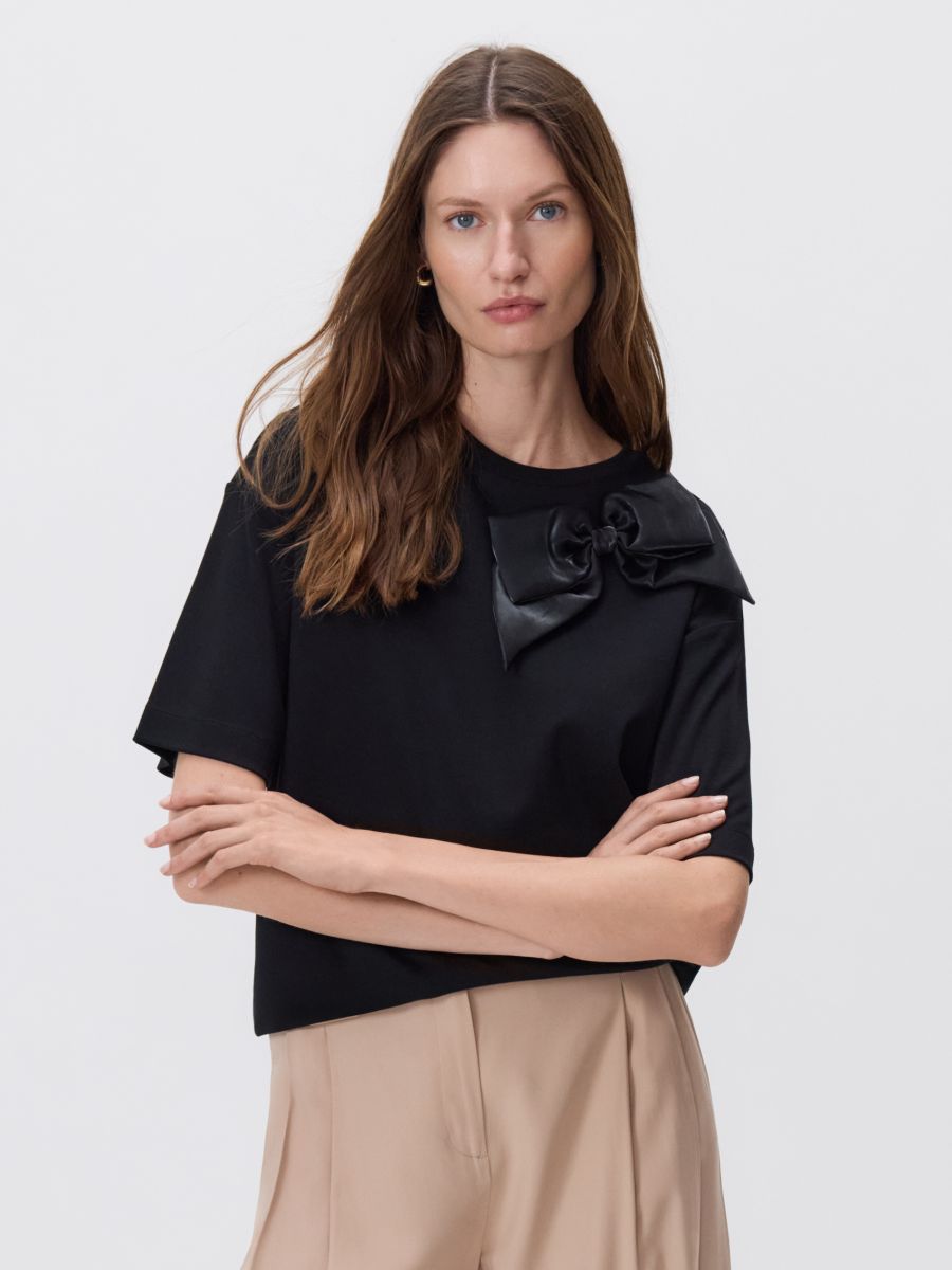 Mercerised organic cotton T-shirt - black - RESERVED