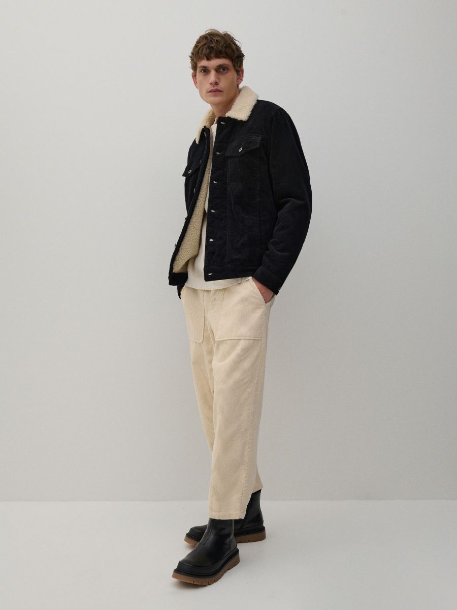 Corduroy sherpa jacket - black - RESERVED - 4
