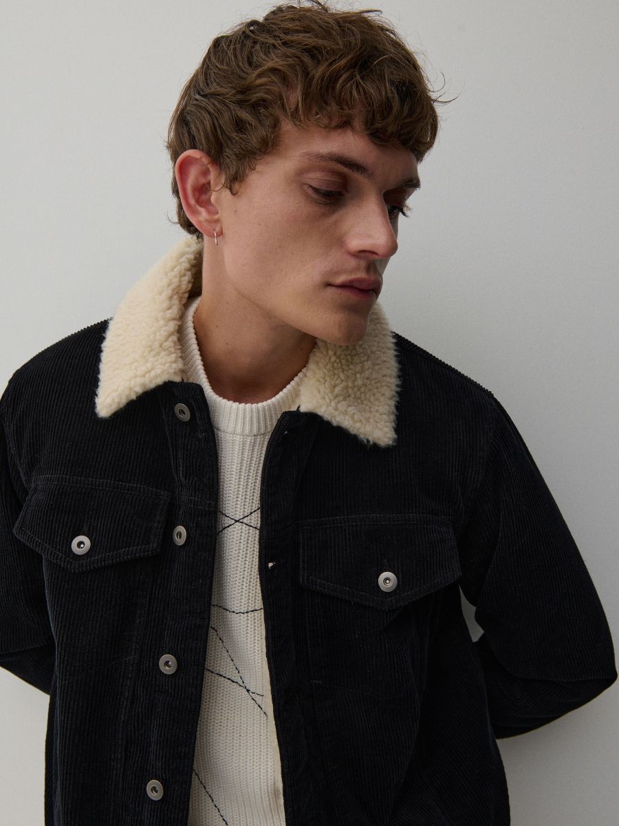 Corduroy sherpa jacket - black - RESERVED - 2