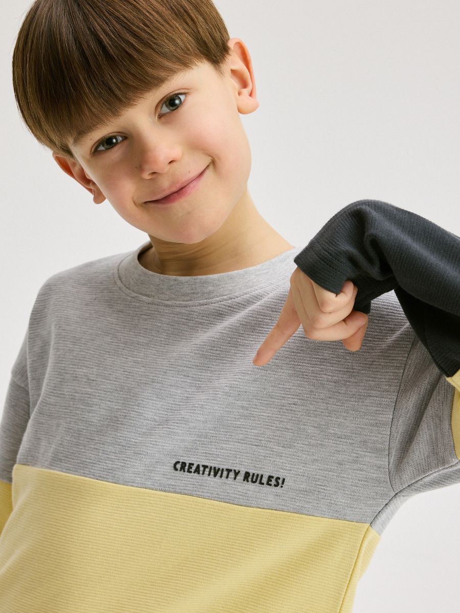 Struktur-Langarmshirt - hellgrau - RESERVED - 4