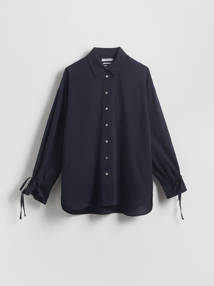 Camicia con lacci ai polsini - blu scuro - RESERVED - 5