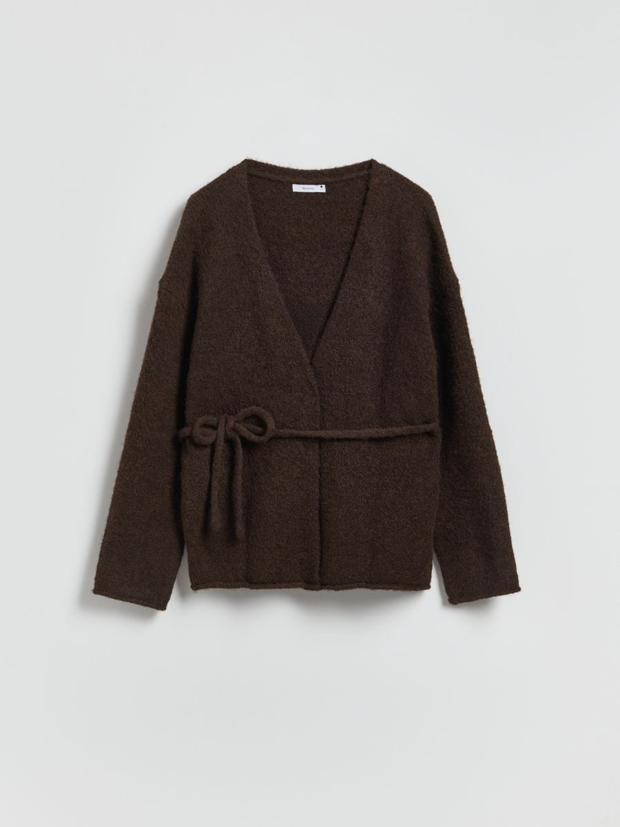 Cardigan with tie detail - brown - RESERVED