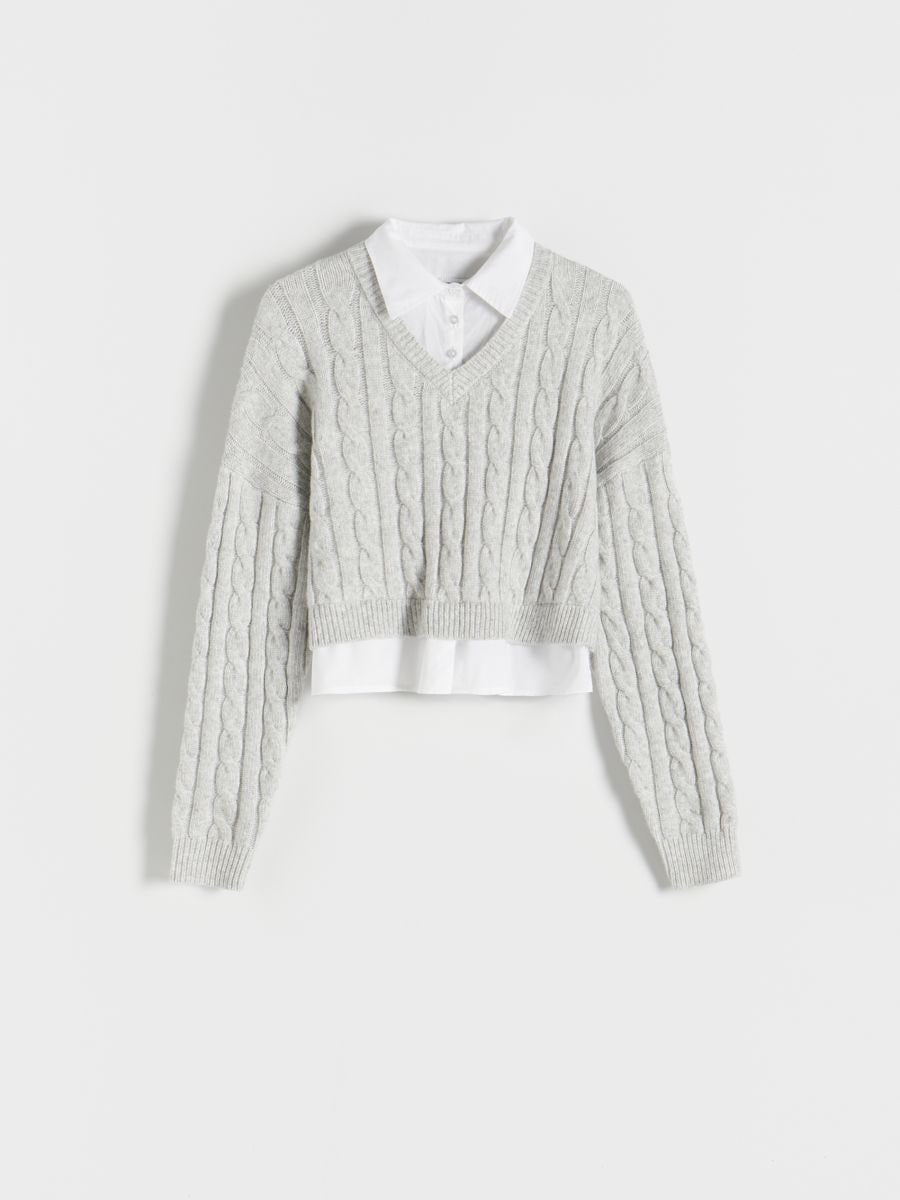 Pullover mit Hemd - hellgrau - RESERVED - 3