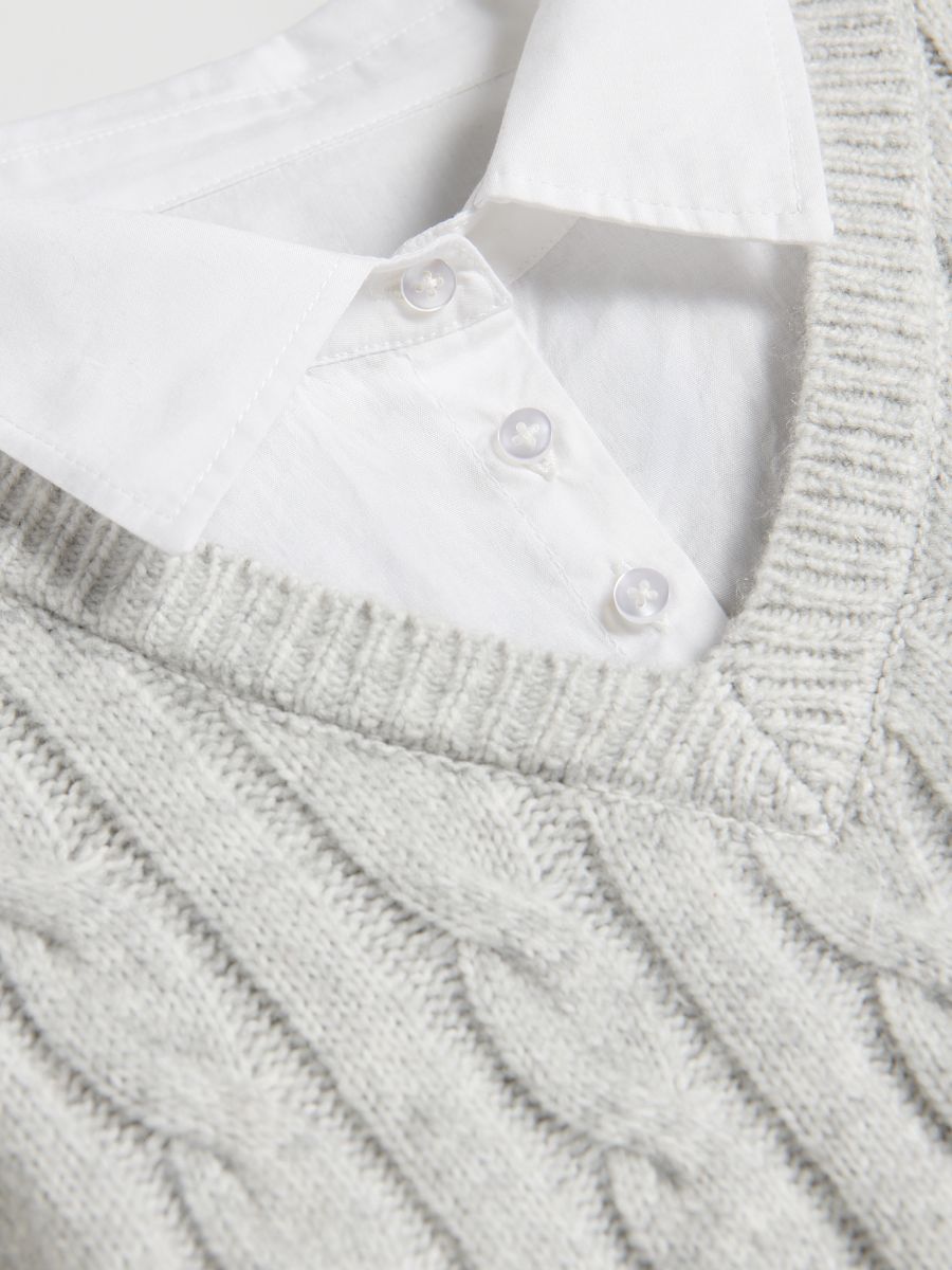 Pullover mit Hemd - hellgrau - RESERVED - 4