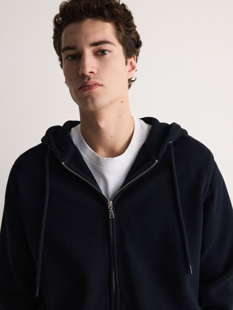 Plain hoodie - navy - RESERVED