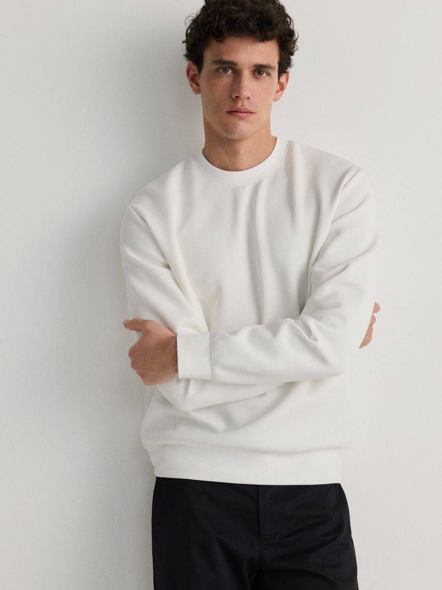 Plain cotton rich sweatshirt - cream - RESERVED