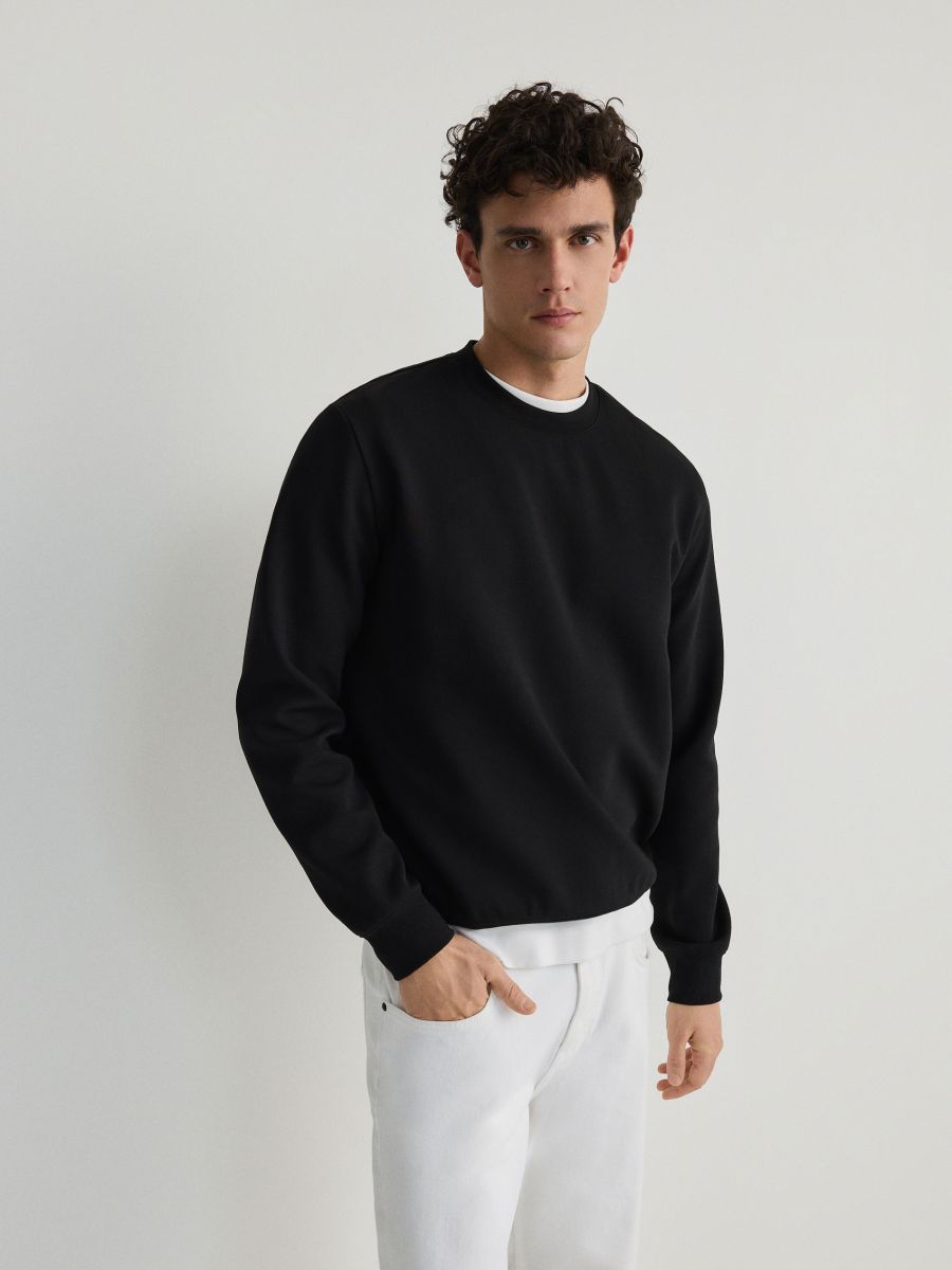 Plain cotton rich sweatshirt - black - RESERVED
