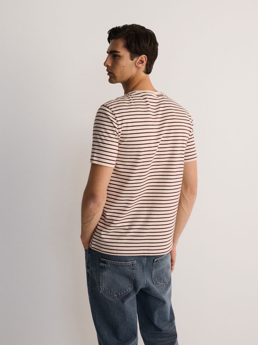 T-shirt a righe regular fit - marrone - RESERVED - 4