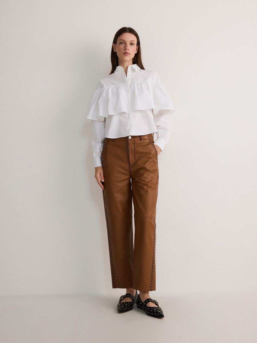 Trousers with stud detailing - golden brown - RESERVED - 4