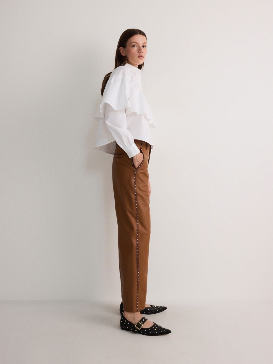 Trousers with stud detailing - golden brown - RESERVED - 3