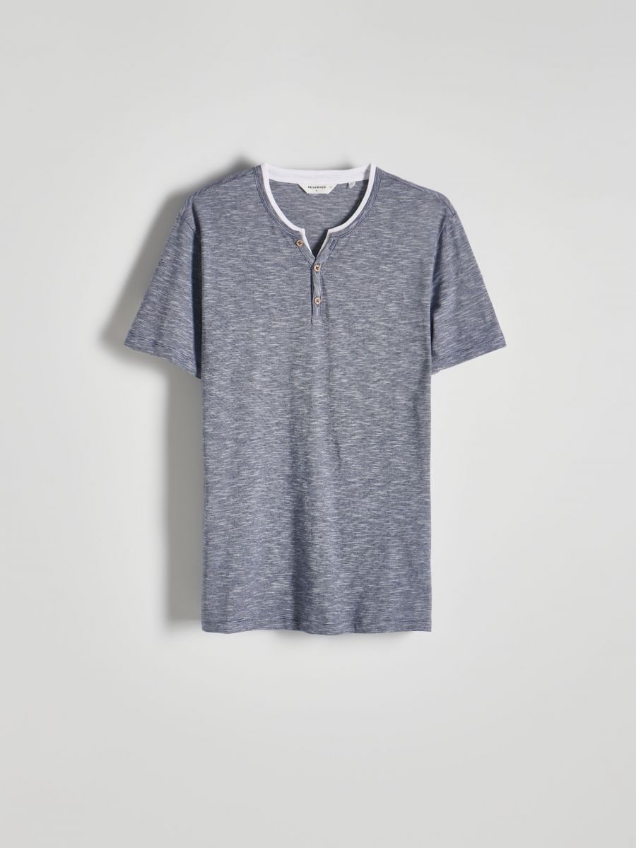 Футболка henley slim fit - steel blue - RESERVED